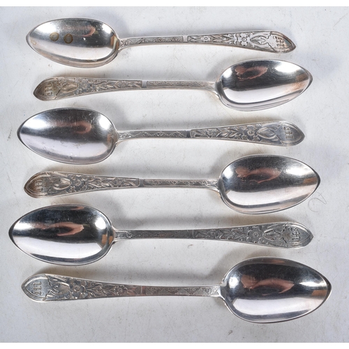 723 - Six Victorian Provincial Silver Spoons by Robert Tennant & Co.  Hallmarked Glasgow 1840.  13.2cm x 2... 