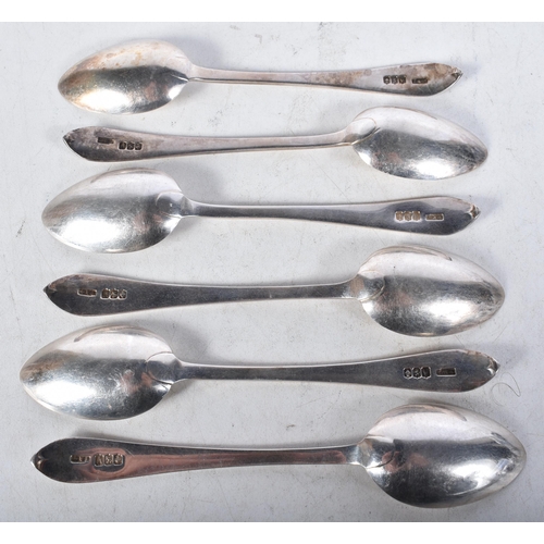 723 - Six Victorian Provincial Silver Spoons by Robert Tennant & Co.  Hallmarked Glasgow 1840.  13.2cm x 2... 