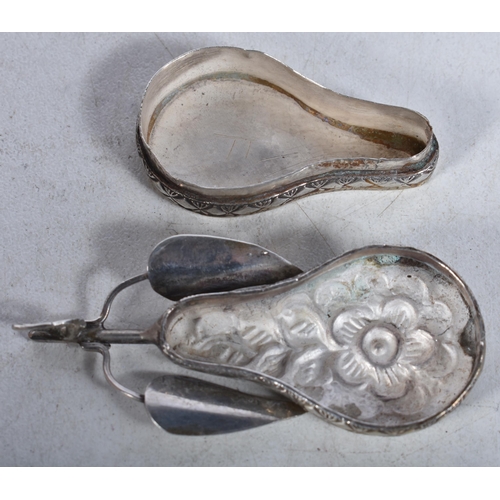 743 - Antique Silver Pear Shaped Embossed Pendant.  5.6cm x 2.4cm x 1 cm, weight 13.2g