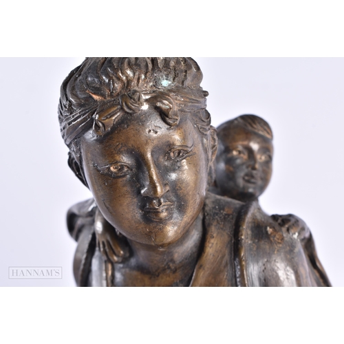 75 - A LARGE JAPANESE TAISHO PERIOD BRONZE OKIMONO modelle as a female and child. 40 cm high.