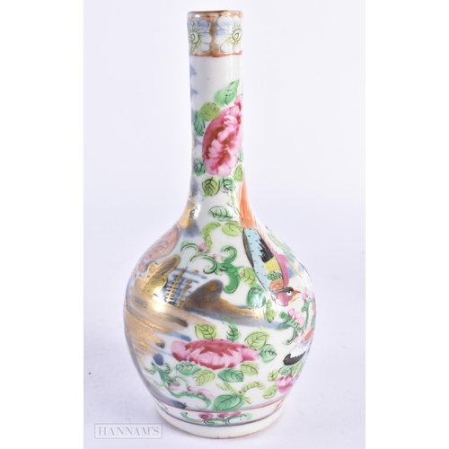 76 - A 19TH CENTURY CHINESE FAMILLE ROSE PORCELAIN CLOBBERED VASE Qing. 17.5 cm high.