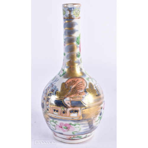 76 - A 19TH CENTURY CHINESE FAMILLE ROSE PORCELAIN CLOBBERED VASE Qing. 17.5 cm high.