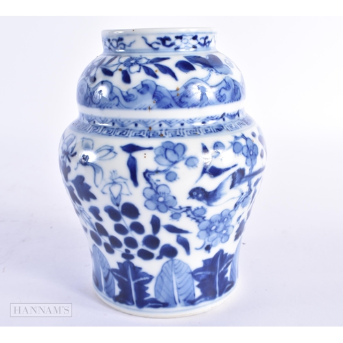 77 - A 19TH CENTURY CHINESE BLUE AND WHITE PORCELAIN BALUSTER VASE Late Qing. 14 cm high.