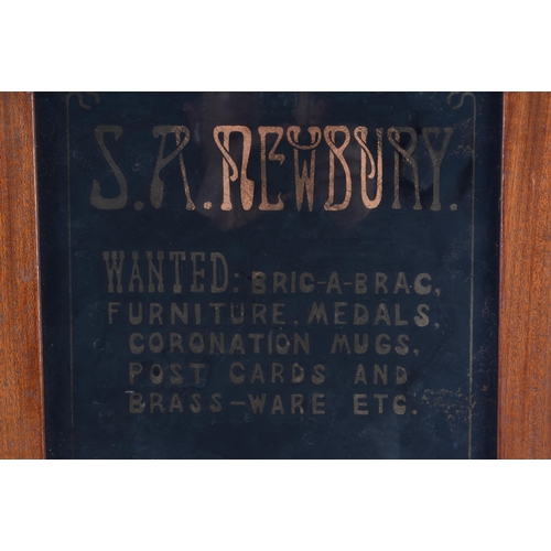 1061 - A CHARMING ANTIQUE MIRRORED SHOP DISPLAY SIGN of local interest (Newbury). 50 cm x 35 cm.