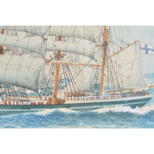 1062 - English School (19th Century) Watercolour, Maritime interest, boat at full sail. 50 cm x 35 cm.