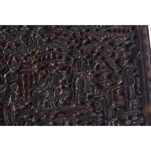 1065 - A LARGE EARLY 19TH CENTURY CHINESE CARVED TORTOISESHELL CANTON BOX AND COVER Qing. 9.5 cm x 7 cm.