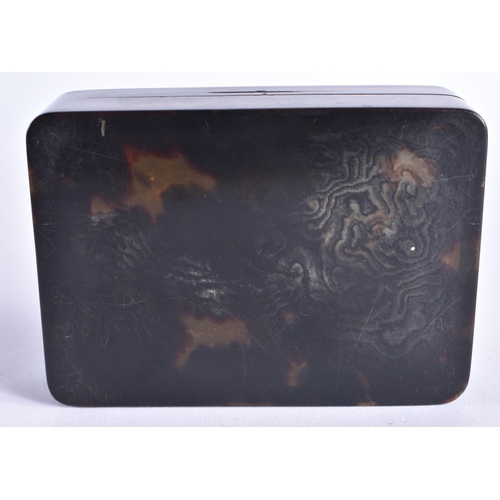 1065 - A LARGE EARLY 19TH CENTURY CHINESE CARVED TORTOISESHELL CANTON BOX AND COVER Qing. 9.5 cm x 7 cm.