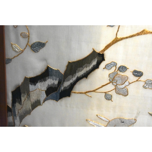 1103 - A LOVELY LARGE SET OF FOUR 19TH CENTURY CHINESE SILK EMBROIDERED PANELS Qing, within fine quality ca... 