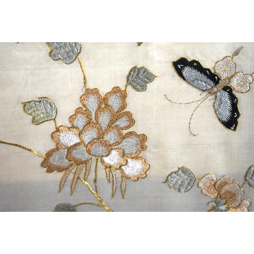 1103 - A LOVELY LARGE SET OF FOUR 19TH CENTURY CHINESE SILK EMBROIDERED PANELS Qing, within fine quality ca... 