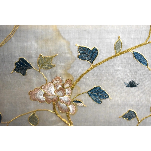 1103 - A LOVELY LARGE SET OF FOUR 19TH CENTURY CHINESE SILK EMBROIDERED PANELS Qing, within fine quality ca... 