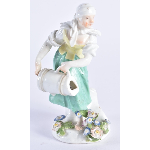 1146 - Mid 18th century Meissen Kaendler figure of a girl with a water jug, crossed swords to base. 12 cm h... 