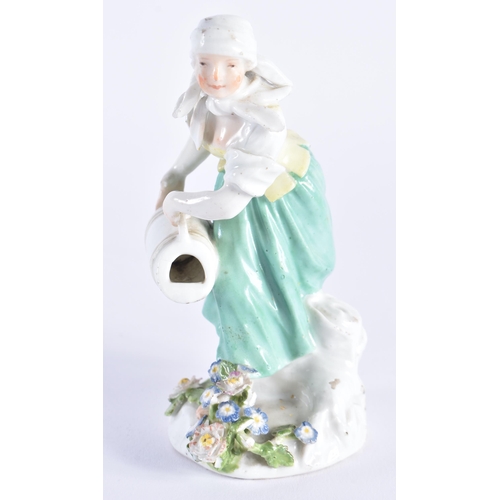 1146 - Mid 18th century Meissen Kaendler figure of a girl with a water jug, crossed swords to base. 12 cm h... 