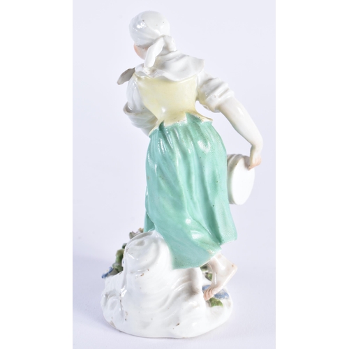 1146 - Mid 18th century Meissen Kaendler figure of a girl with a water jug, crossed swords to base. 12 cm h... 