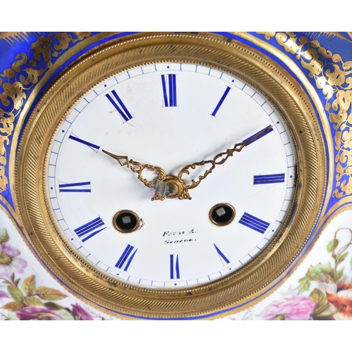 1155 - A FINE LARGE 19TH CENTURY FRENCH PARIS PORCELAIN MANTEL CLOCK formed with a slave figure beside anot... 