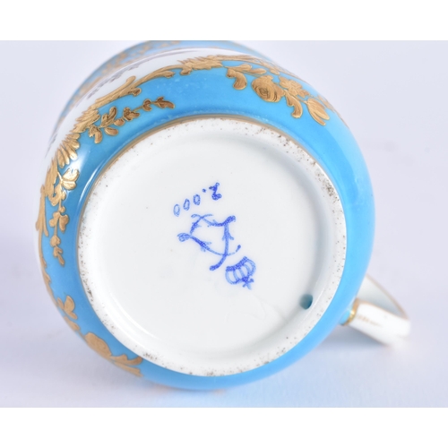 1157 - 18th century Sevres custard cup and cover painted with landscapes of birds in the style of Angcle, t... 