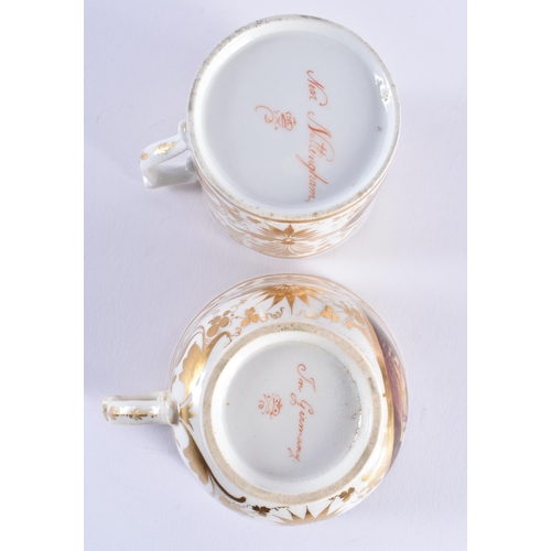 1159 - AN EARLY 19TH CENTURY DERBY PORCELAIN TRIO painted with views of Nottingham, Northumberland & German... 