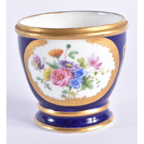 1169 - Sevres rare egg cup with cobalt blue ground painted with flowers in gilt panels Y mark for Bouilliat... 