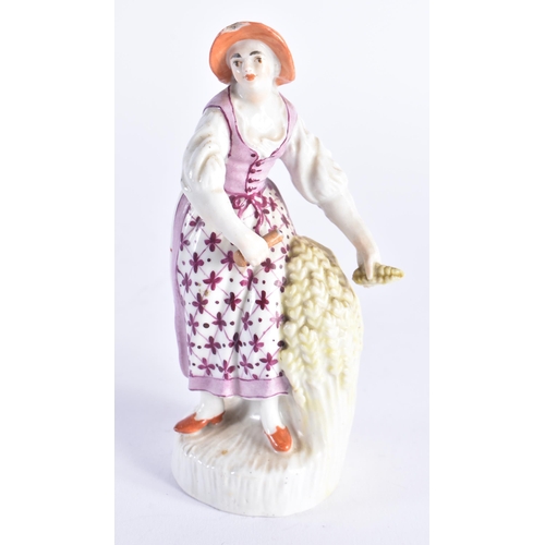 1199 - 18th century Limbach figure of a female wheat harvester, possibly representing Summer. 13 cm high.