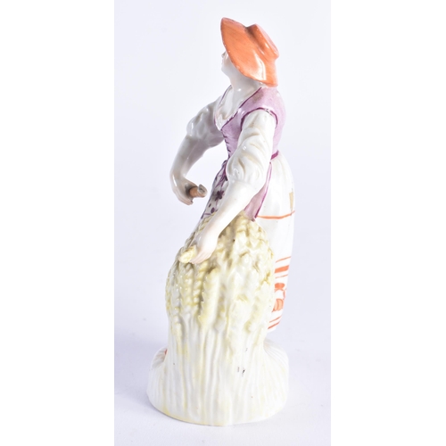 1199 - 18th century Limbach figure of a female wheat harvester, possibly representing Summer. 13 cm high.