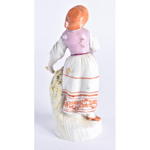 1199 - 18th century Limbach figure of a female wheat harvester, possibly representing Summer. 13 cm high.