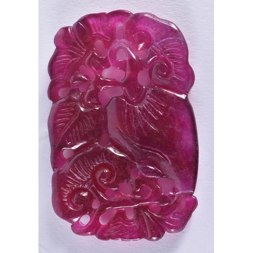 1212 - AN EARLY 20TH CENTURY CHINESE CARVED TOURMALINE PLAQUE Late Qing/Republic. 6 cm x 4.5 cm.