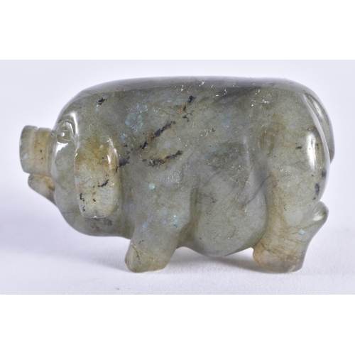 1213 - A CONTINENTAL CARVED OPAL FIGURE OF A PIG. 5 cm x 3.75 cm.