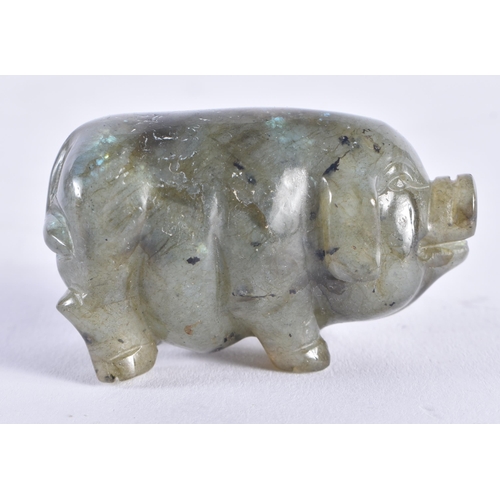 1213 - A CONTINENTAL CARVED OPAL FIGURE OF A PIG. 5 cm x 3.75 cm.