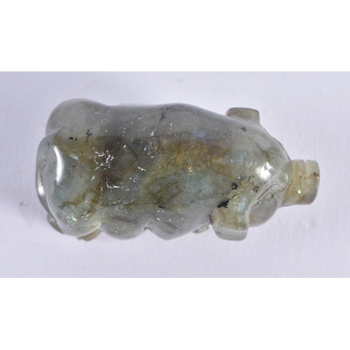 1213 - A CONTINENTAL CARVED OPAL FIGURE OF A PIG. 5 cm x 3.75 cm.