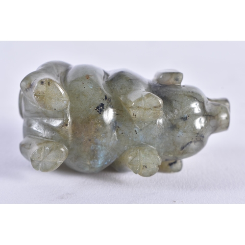 1213 - A CONTINENTAL CARVED OPAL FIGURE OF A PIG. 5 cm x 3.75 cm.