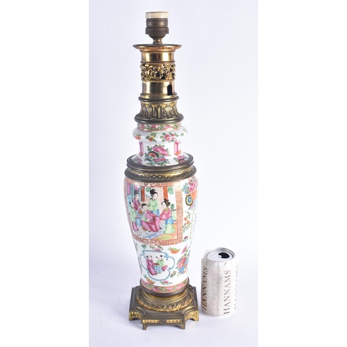 1218 - A LARGE 19TH CENTURY CHINESE CANTON FAMILLE ROSE OIL LAMP Qing. 51 cm high.