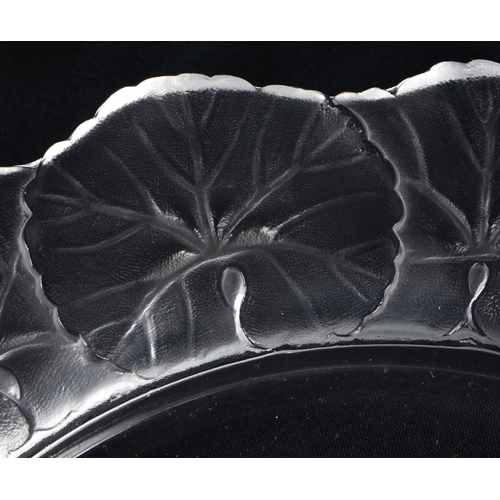 1222 - A PAIR OF FRENCH LALIQUE GLASS FLOWER PLATES. 20 cm wide.