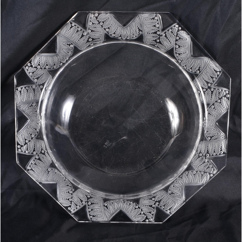 1224 - A LARGE FRENCH LALIQUE GLASS BOWL. 27 cm wide.