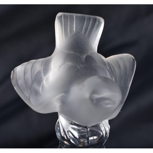 1230 - A FRENCH LALIQUE GLASS BIRD BELL. 14.5 cm high.