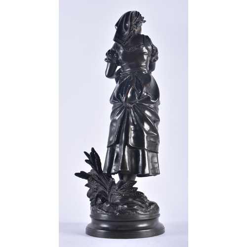 1242 - French School (C1900) Bronze, Girl with rake. 43 cm high.