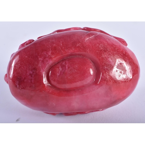 1252 - A CHINESE CARVED TOURMALINE BOULDER 20th Century. 8.5 cm x 5.5 cm.