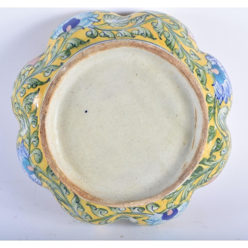 1270 - AN UNUSUAL 19TH CENTURY MIDDLE EASTERN IZNIK POTTERY BOWL painted with typical scrolling foliage upo... 