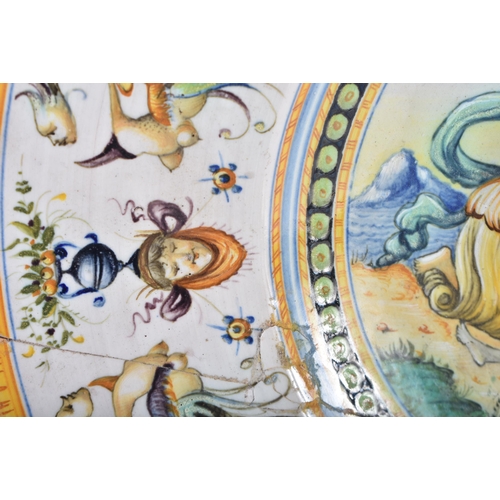 1271 - A 19TH CENTURY ITALIAN MAJOLICA CANTAGALLI POTTERY BOWL painted with classical scenes, the border fo... 