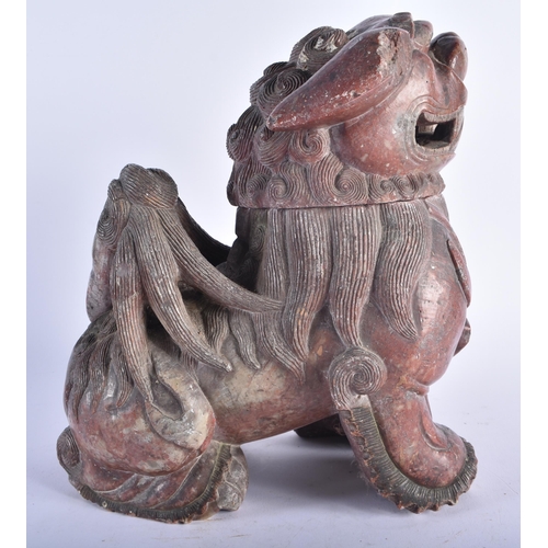 1278 - A RARE LARGE EARLY 19TH CENTURY CHINESE CARVED SOAPSTONE CENSER AND COVER Jiaqing, modelled as a dog... 