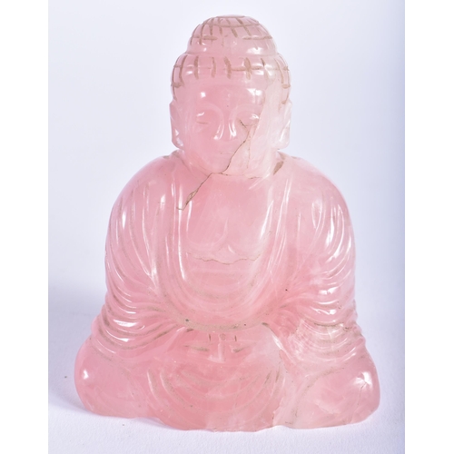 1280 - A 19TH CENTURY CHINESE CARVED ROSE QUARTZ FIGURE OF A BUDDHA Qing. 9 cm x 6 cm.