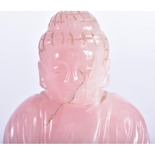 1280 - A 19TH CENTURY CHINESE CARVED ROSE QUARTZ FIGURE OF A BUDDHA Qing. 9 cm x 6 cm.