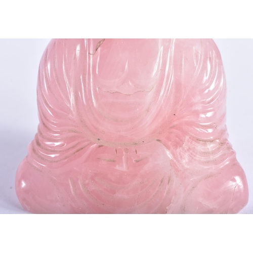 1280 - A 19TH CENTURY CHINESE CARVED ROSE QUARTZ FIGURE OF A BUDDHA Qing. 9 cm x 6 cm.