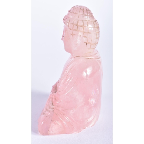 1280 - A 19TH CENTURY CHINESE CARVED ROSE QUARTZ FIGURE OF A BUDDHA Qing. 9 cm x 6 cm.