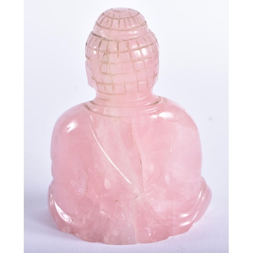 1280 - A 19TH CENTURY CHINESE CARVED ROSE QUARTZ FIGURE OF A BUDDHA Qing. 9 cm x 6 cm.