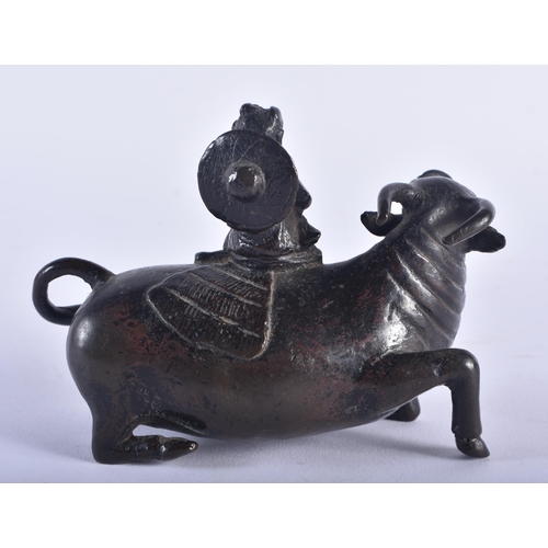 1281 - A 17TH CENTURY CHINESE BRONZE BUFFALO FORM WATER DROPPER Ming, modelled with an attendant. 11 cm x 9... 