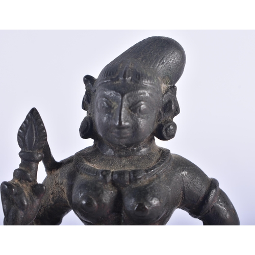 1285 - THREE 17TH/18TH CENTURY INDIAN BRONZE HINDU DEITIES including a multi armed representation of Ganesh... 