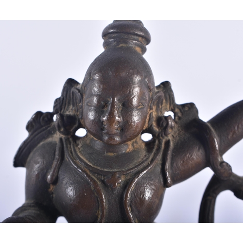 1286 - A 17TH/18TH CENTURY INDIAN BRONZE FIGURE OF A HINDU DEITY together with a similar bronze figure of t... 