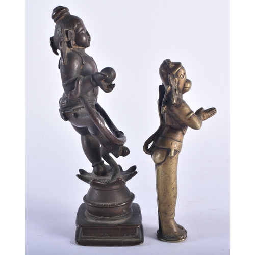 1286 - A 17TH/18TH CENTURY INDIAN BRONZE FIGURE OF A HINDU DEITY together with a similar bronze figure of t... 