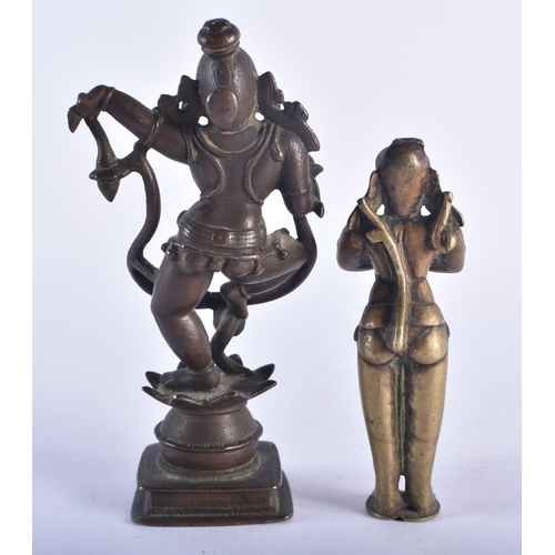 1286 - A 17TH/18TH CENTURY INDIAN BRONZE FIGURE OF A HINDU DEITY together with a similar bronze figure of t... 