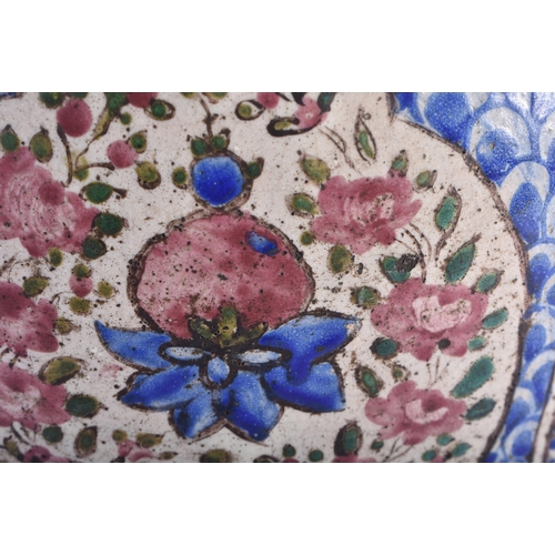 1288 - A LARGE 18TH CENTURY PERSIAN OVOID POTTERY VASE painted with Islamic style floral sprays, under a bl... 