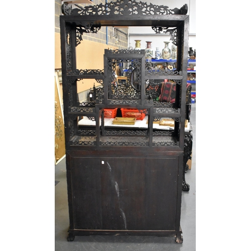 1304 - A LARGE 19TH CENTURY CHINESE CARVED HARDWOOD DISPLAY CASE Qing. 215 cm x 98 cm.